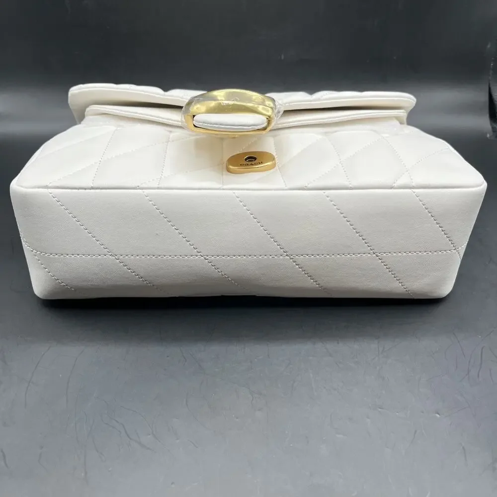 COACH Tabby Shoulder Bag 26 Quilted CP150 Brass / Chalk White Leather NWOT
